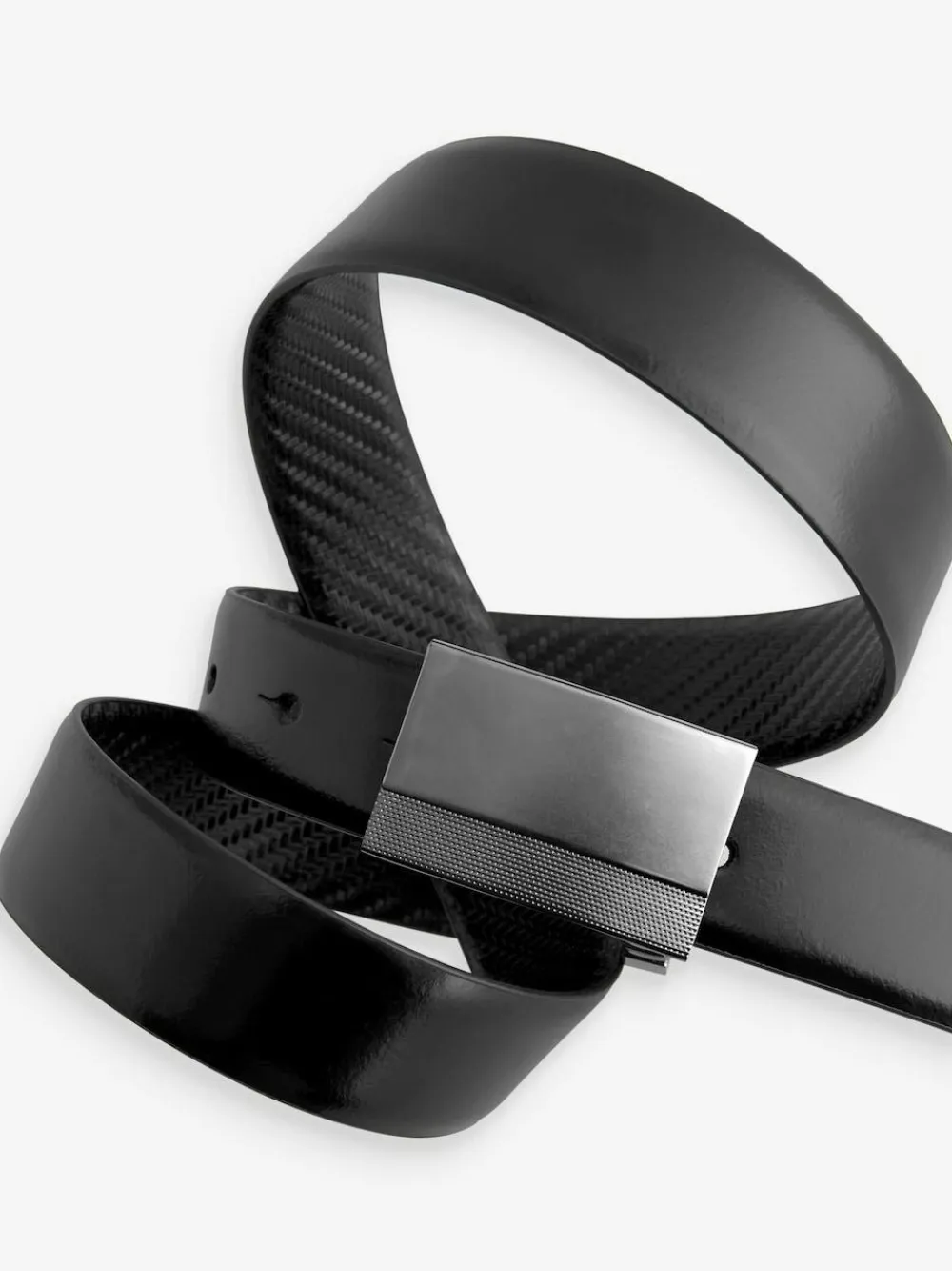 Next Black Reversible Print Smooth Leather Belt