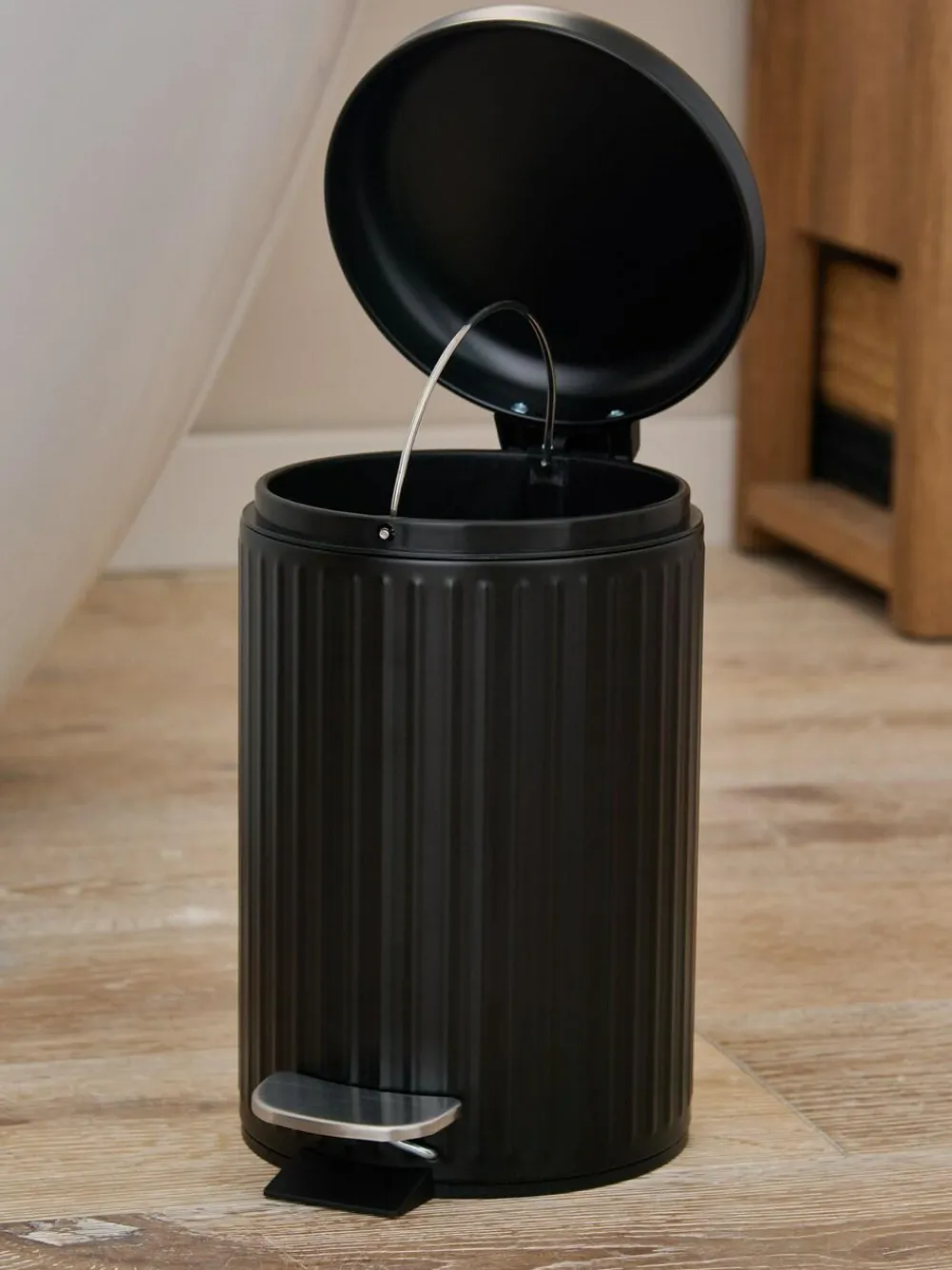 Next Black Rib Soft Close 3 Litre Pedal Bin^ Bathroom Accessories
