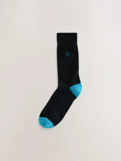 New Next Striped Cushioned Sole Comfort Socks 10 Pack Black Rich Heel