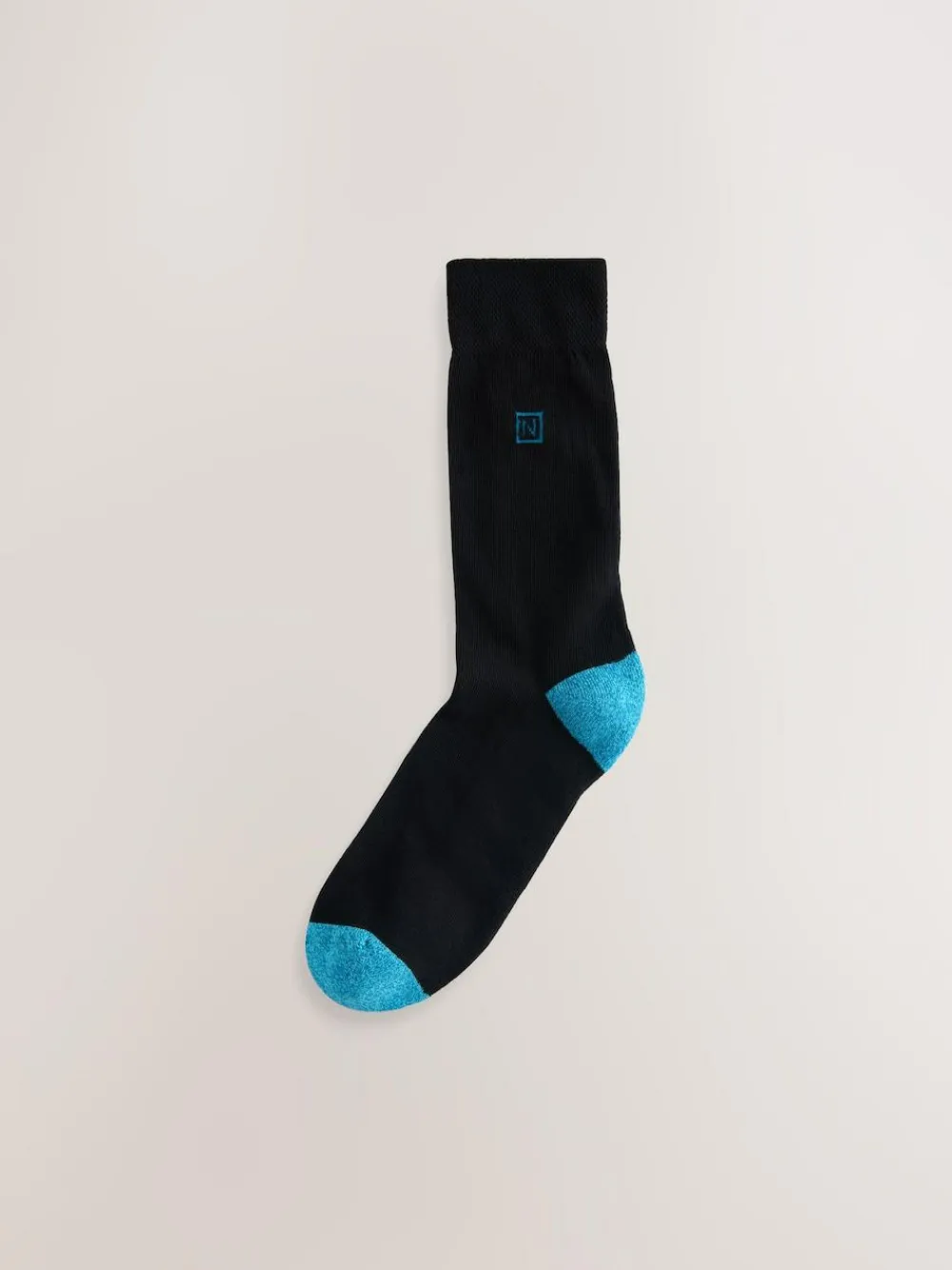 New Next Striped Cushioned Sole Comfort Socks 10 Pack Black Rich Heel