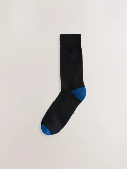 New Next Striped Cushioned Sole Comfort Socks 10 Pack Black Rich Heel