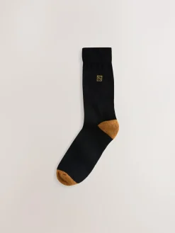 New Next Striped Cushioned Sole Comfort Socks 10 Pack Black Rich Heel