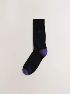New Next Striped Cushioned Sole Comfort Socks 10 Pack Black Rich Heel