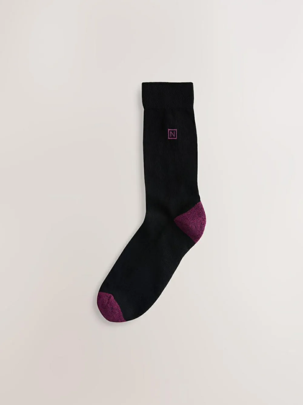 New Next Striped Cushioned Sole Comfort Socks 10 Pack Black Rich Heel