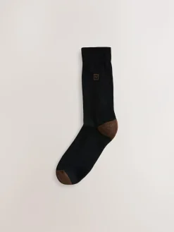 New Next Striped Cushioned Sole Comfort Socks 10 Pack Black Rich Heel