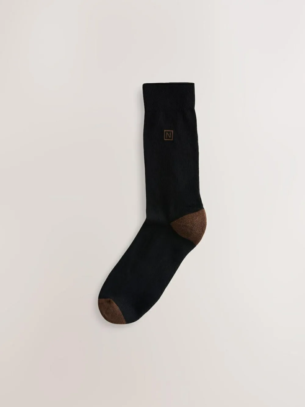 New Next Striped Cushioned Sole Comfort Socks 10 Pack Black Rich Heel
