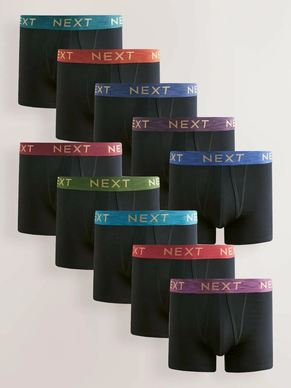 Next Black Rich Marl Waistband A-Front Boxers 10 Pack^ Underwear|Underwear