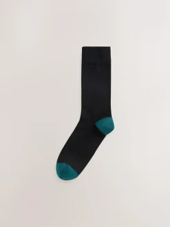 Next Black Rugby Stripe 7 Pack Mens Cotton Rich Socks