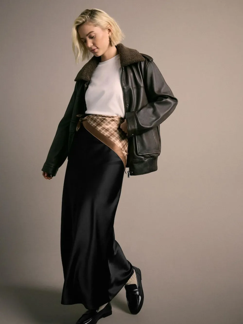 Next Black Satin Midi Skirt^Women Skirts