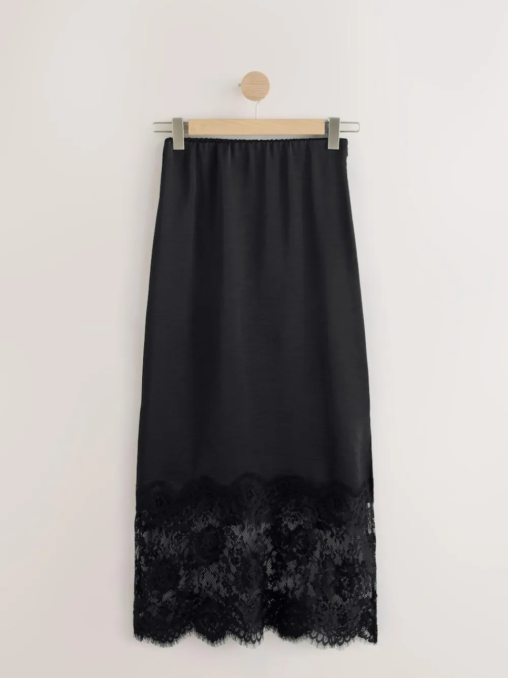 Sale Next Satin Midi Skirt With Lace Trim Black
