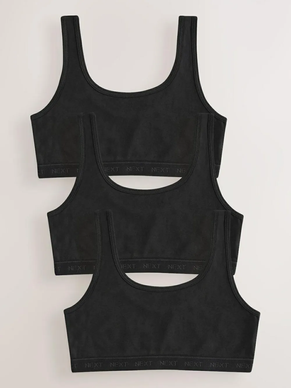 Next Black Scoop Crop Tops 3 Pack (5-16yrs)^ Underwear|Bras & Crop Tops