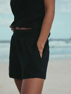 Next Black Shirred Jersey Shorts^Women Shorts