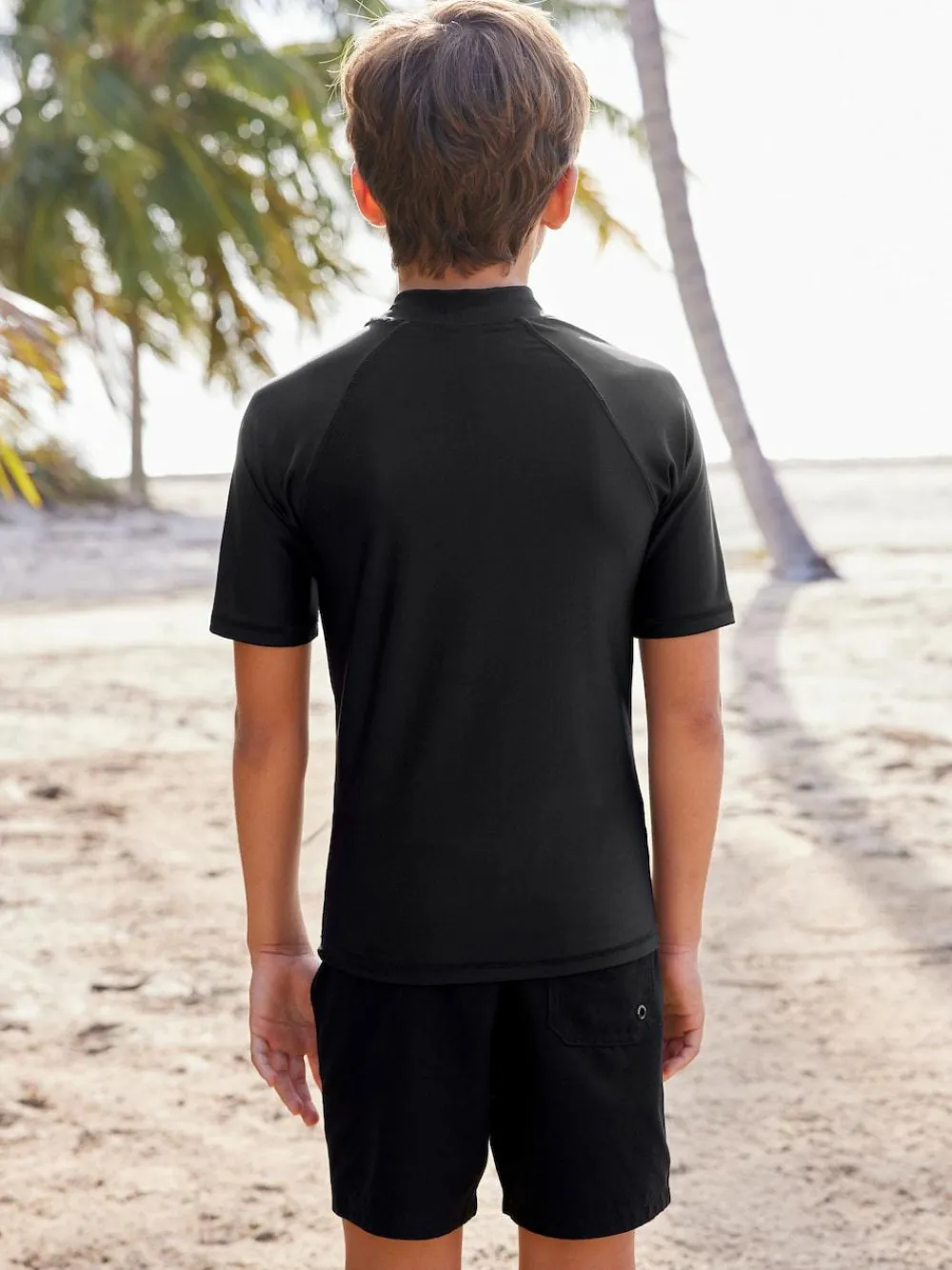 Next Black Short Sleeve Rash Vest (1.5-16yrs)^BOY Swimwear