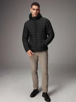 Discount Next Shower Resistant Lightweight Hooded Puffer Coat Jacket Black