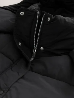 New Next Shower Resistant Longline Padded Coat Black