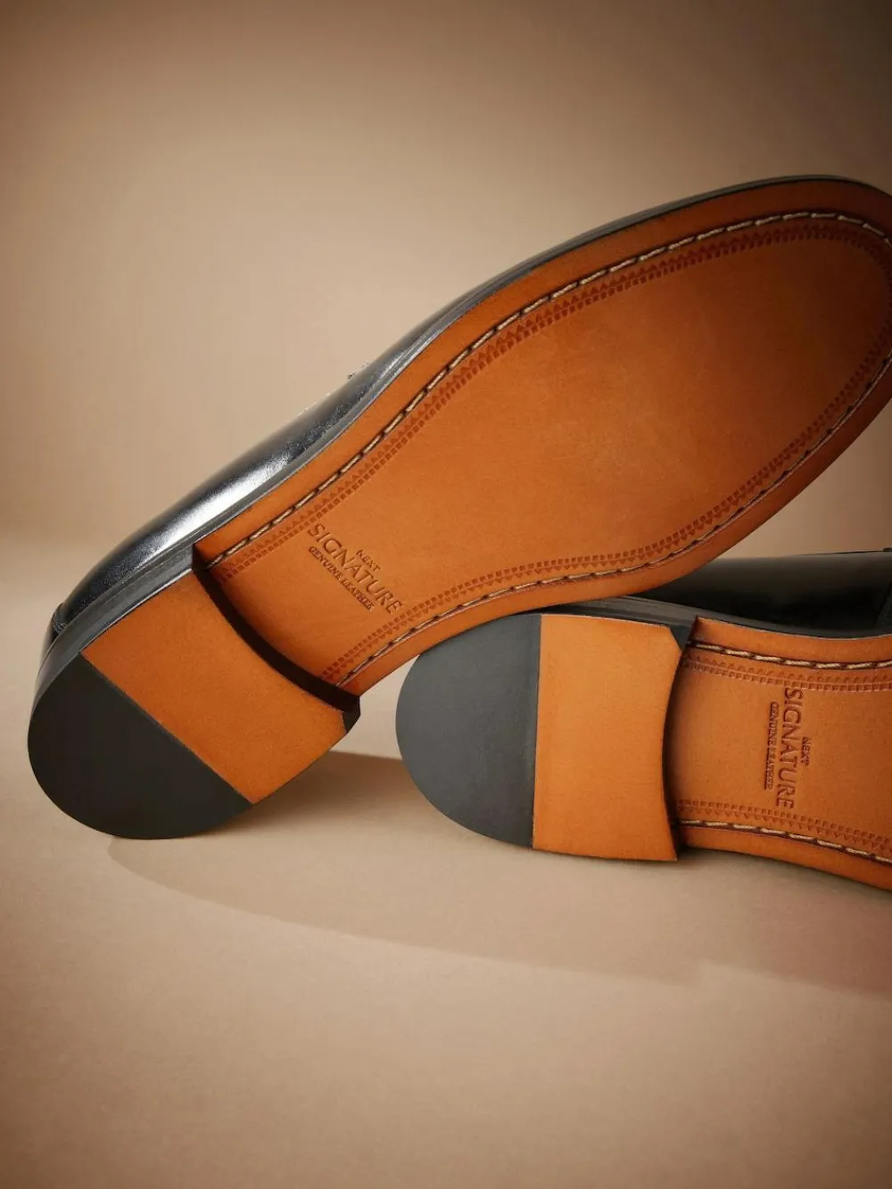 Clearance Next Black Signature Italian Leather Penny Loafers