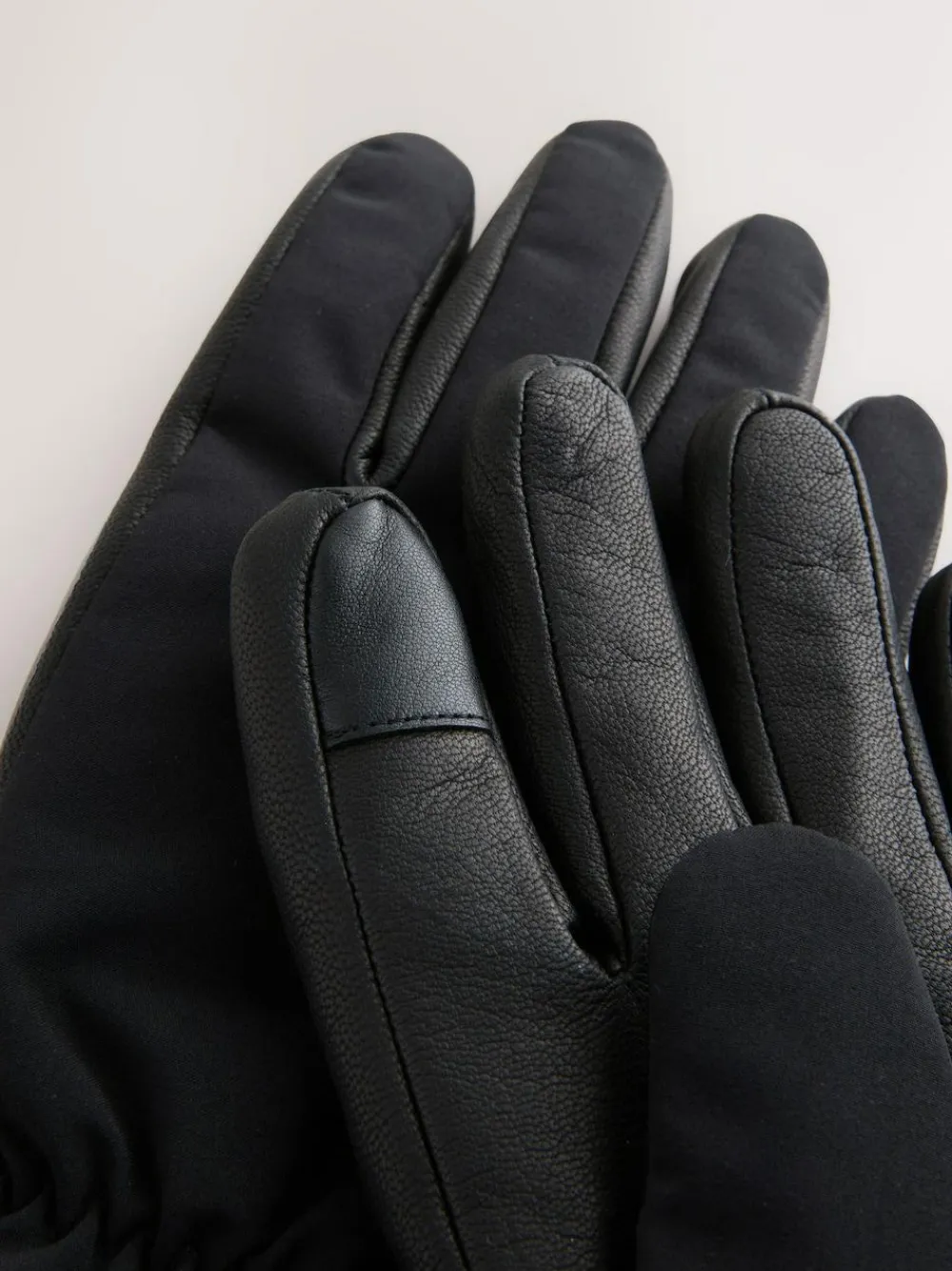 Next Black Ski Gloves With Leather^ Hats, Gloves & Scarves|Hats, Scarves & Gloves