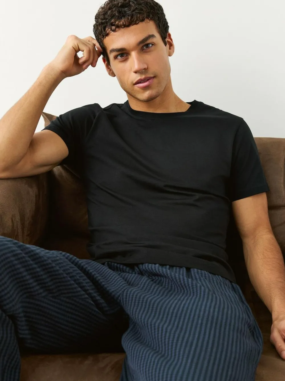 Sale Next Slim Fit 100% Cotton Layering T-Shirts 5 Pack Black