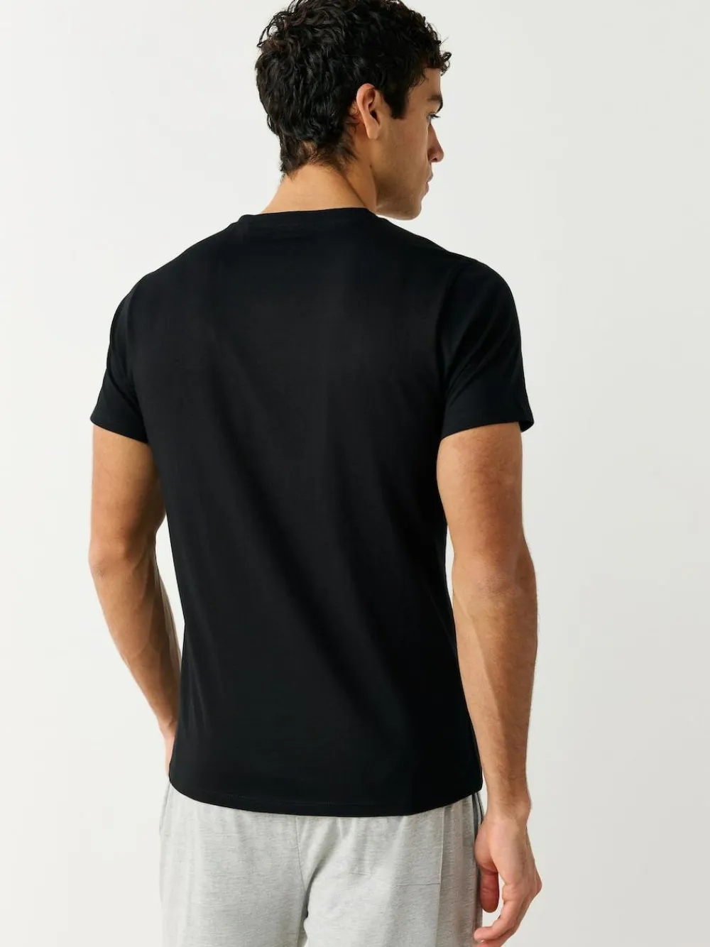 New Next Slim Fit 100% Cotton V-Neck Layering T-Shirts 5 Pack Black