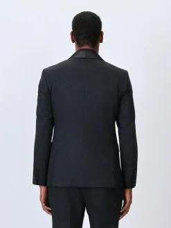 Sale Next Slim Fit Jacquard Tuxedo Suit Jacket Black