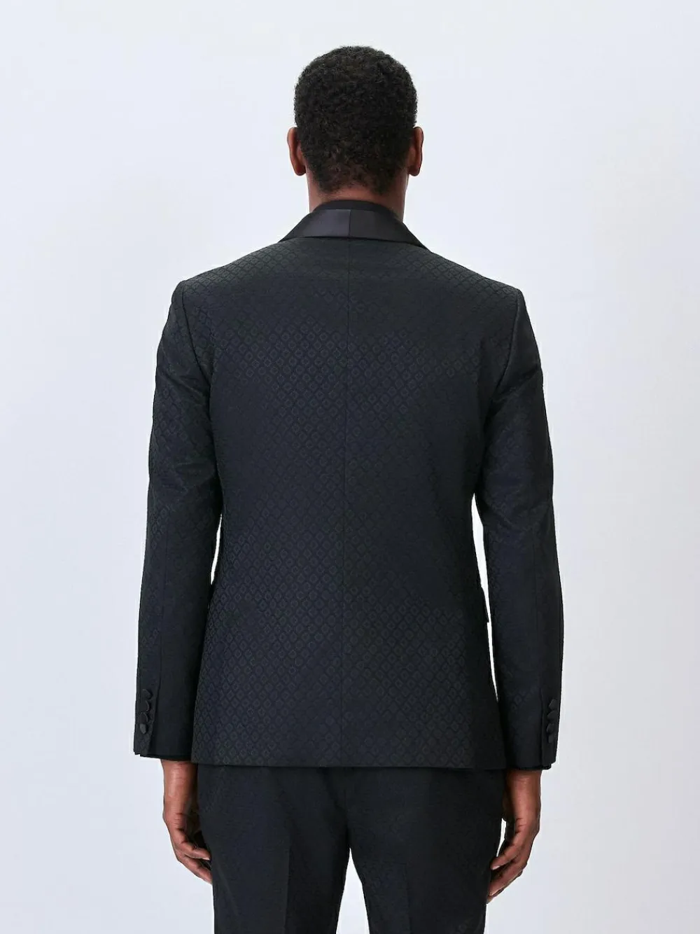 Sale Next Slim Fit Jacquard Tuxedo Suit Jacket Black