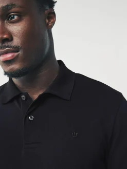 Best Next Slim Fit Long Sleeve Pique Polo Shirt Black
