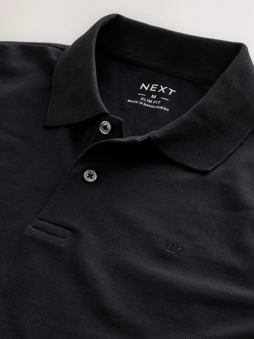 Best Next Slim Fit Long Sleeve Pique Polo Shirt Black