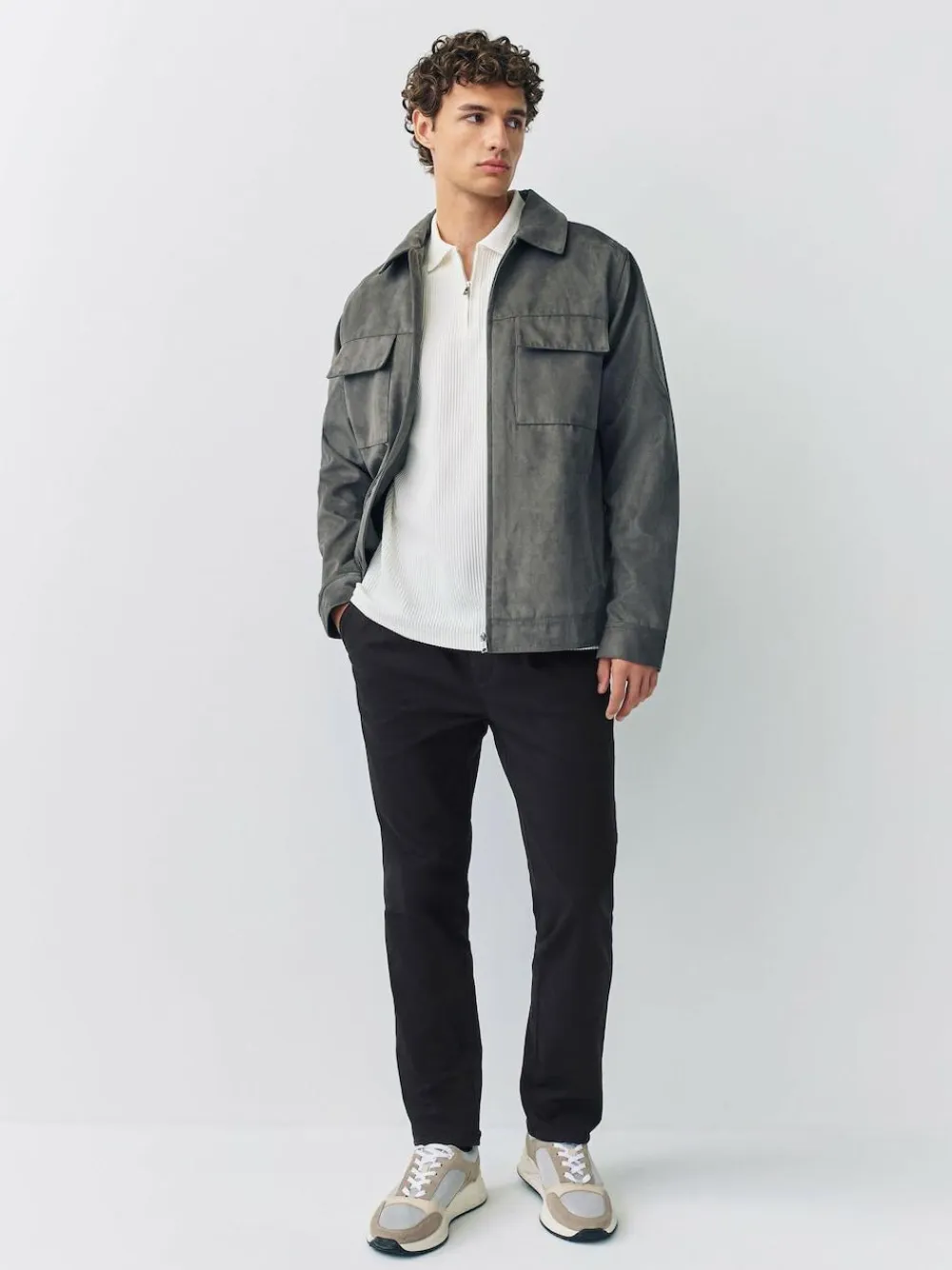 Next Slim Fit Pleated Stretch Chinos Trousers With Elasticated Waist^ Pants & Chinos