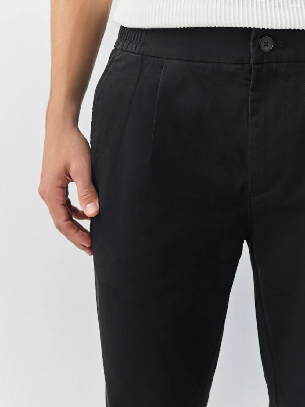 Next Slim Fit Pleated Stretch Chinos Trousers With Elasticated Waist^ Pants & Chinos