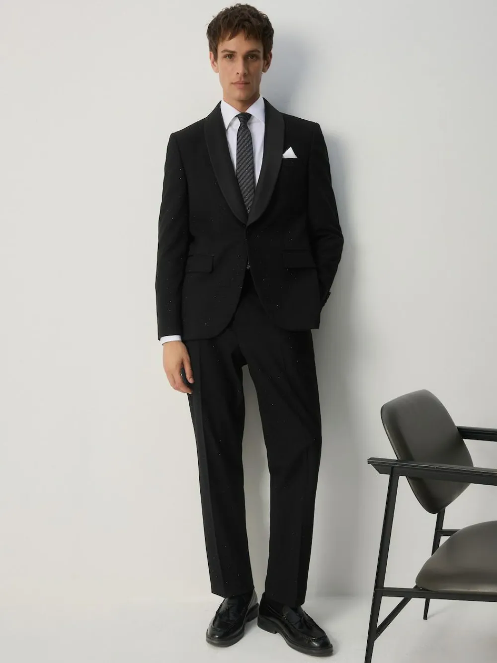Discount Next Black Slim Fit Sequin Tuxedo Suit Jacket