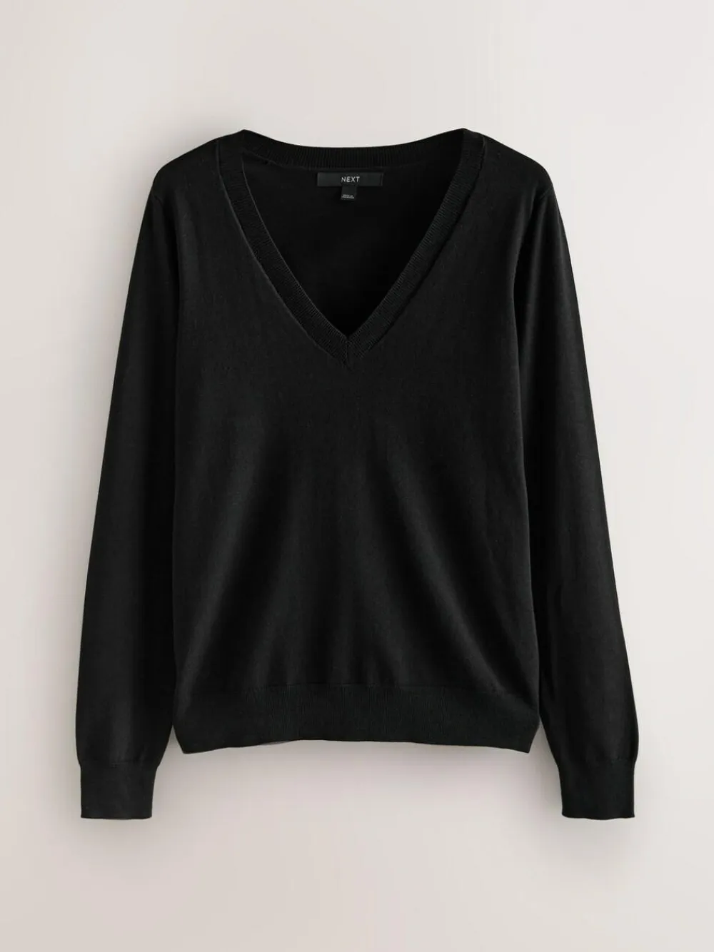 Next Black Soft Touch V-Neck Cotton Rich Jumpers 2 Pack^Women Knitwear|Knitwear