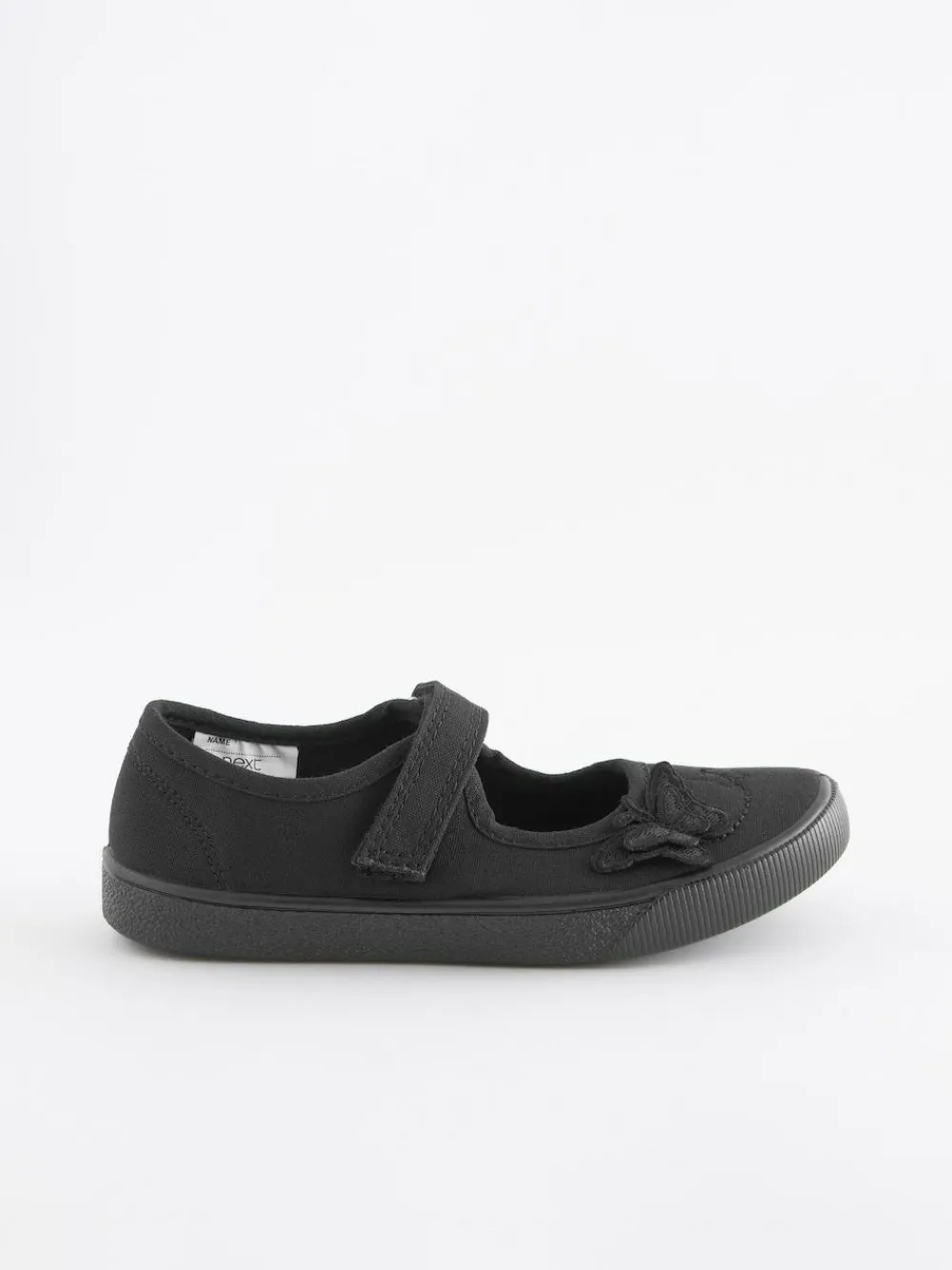New Next Standard Fit (F) Butterfly Embroidered School Plimsoll Shoes Black