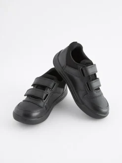 Best Next Black Standard Fit (F) Double Strap Touch Fastening School Trainers