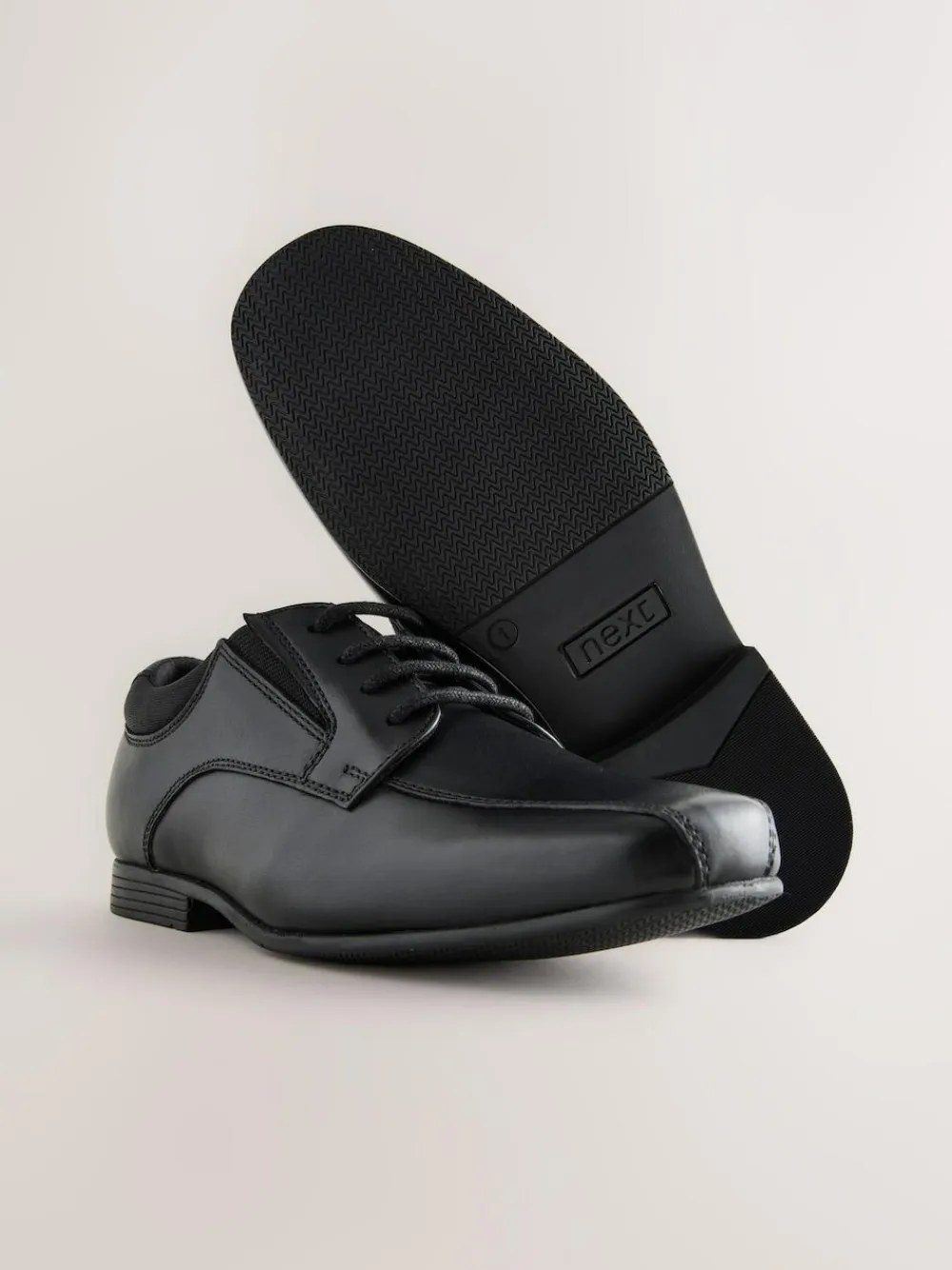 Next Black Standard Fit (F) Lace-Up Leather School Shoes^BOY School Shoes|Boys Shoes