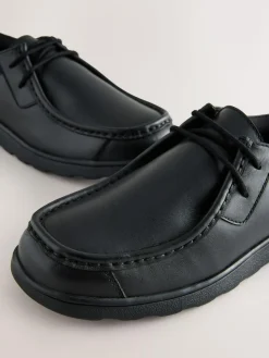 Best Next Black Standard Fit (F) Leather Lace Up School Shoes
