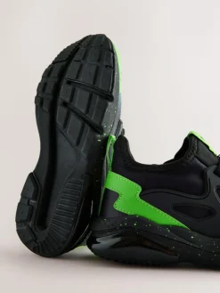 New Next Black Standard Fit (F) Minecraft Elastic Lace Trainers