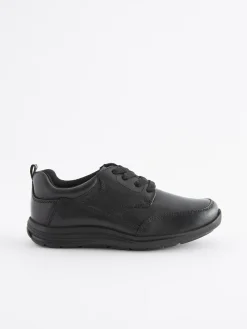 Best Next Black Standard Fit (F) School Leather Lace-Up Shoes