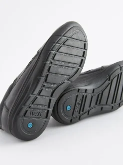Best Next Black Standard Fit (F) School Leather Lace-Up Shoes
