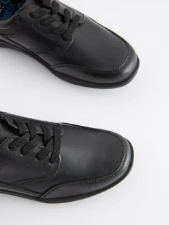 Best Next Black Standard Fit (F) School Leather Lace-Up Shoes