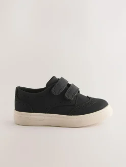 New Next Standard Fit (F) Touch Fastening Brogue Shoes Black