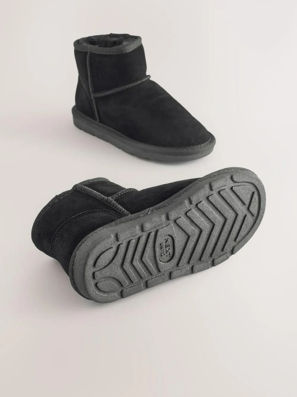 Online Next Standard Fit (F) Water Repellent Suede Short Pull-On Boots Black