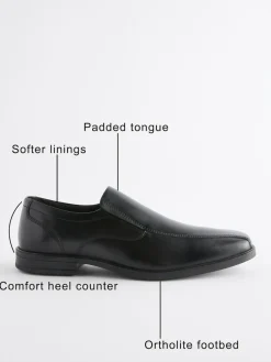 Clearance Next Black Standard Fit Leather Panel Slip On Shoes