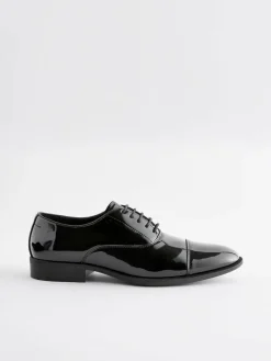 Next Black Standard Fit Patent Oxford Toe Cap Shoes^ Shoes