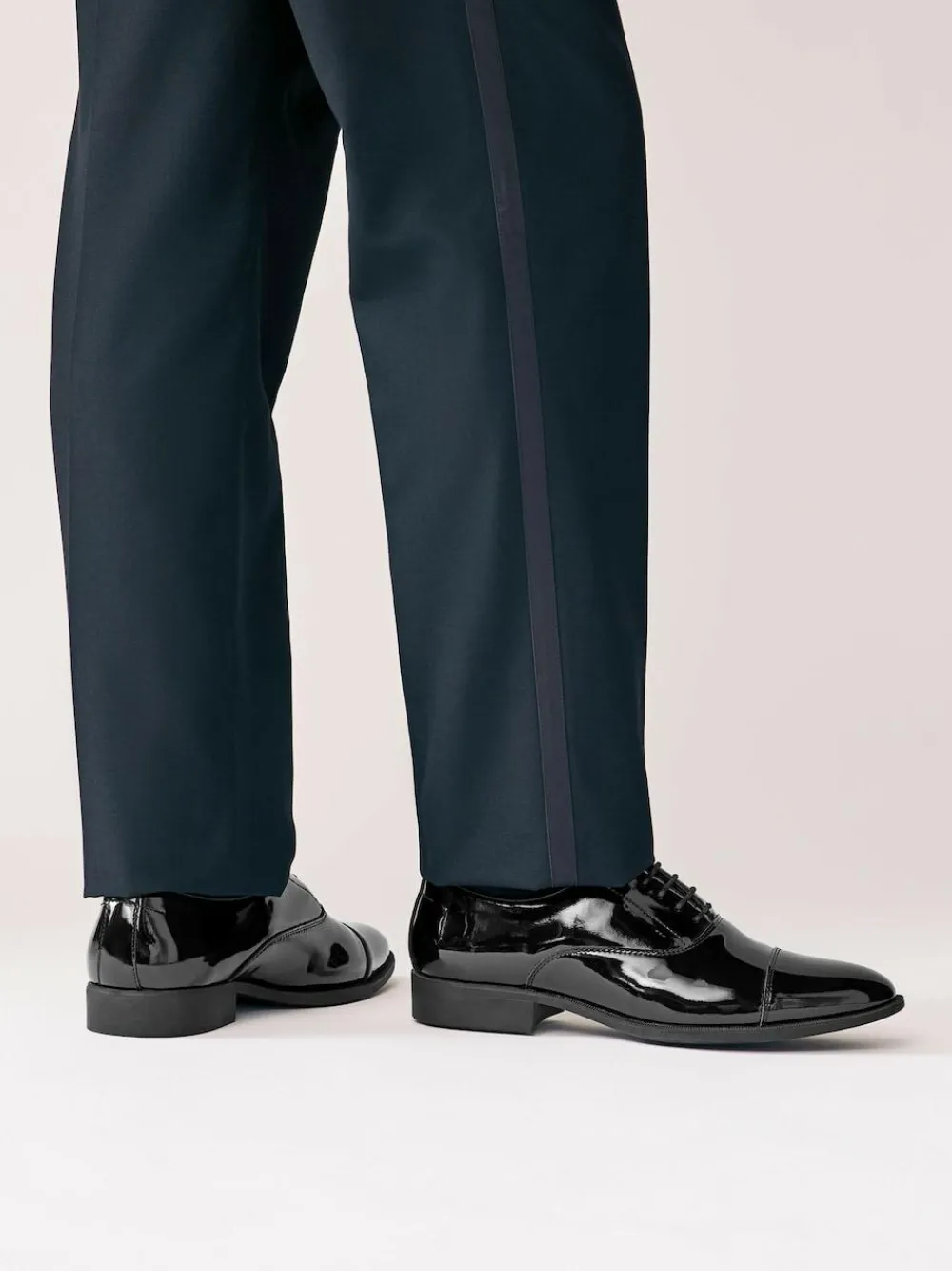 Next Black Standard Fit Patent Oxford Toe Cap Shoes^ Shoes