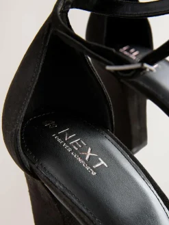 Next Black Standard/Wide Fit Block Heel Sandals^Women Wide Fit & Extra Wide Fit|Heels