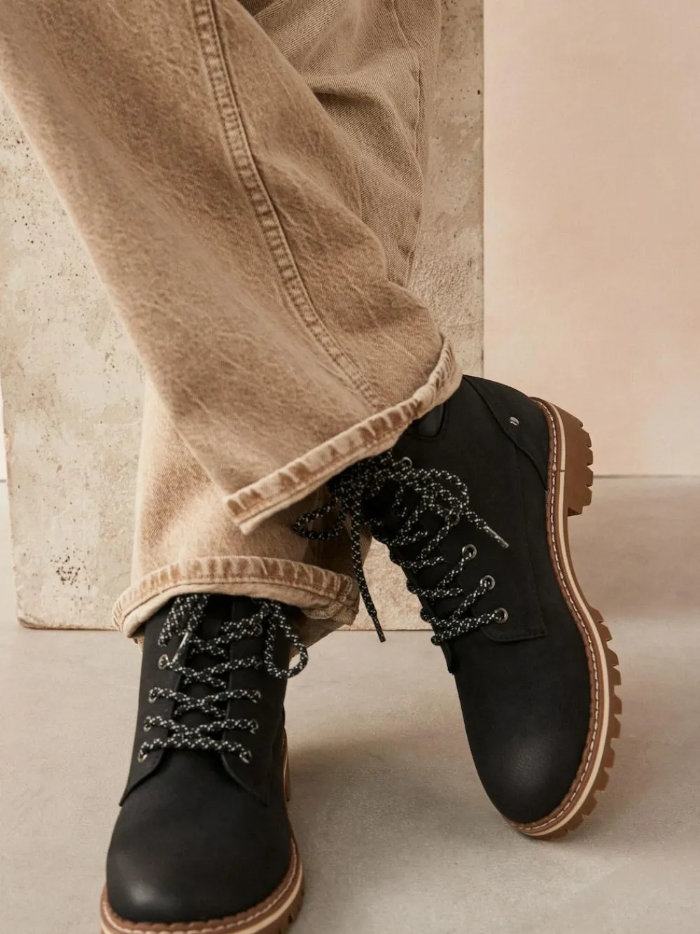 Clearance Next Standard/Wide Fit Forever Comfort® Casual Lace-Up Ankle Boots Black