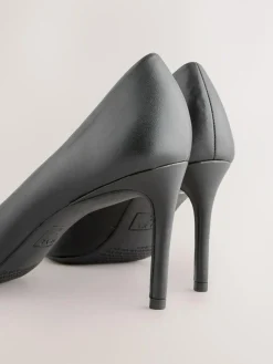 Next Black Standard/Wide Fit Leather Mid Court Shoes^Women Occasionwear|Wide Fit & Extra Wide Fit