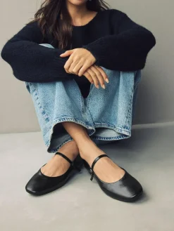 Next Standard/Wide Fit Round Toe Mary Jane Shoes^Women Wide Fit & Extra Wide Fit|Flats