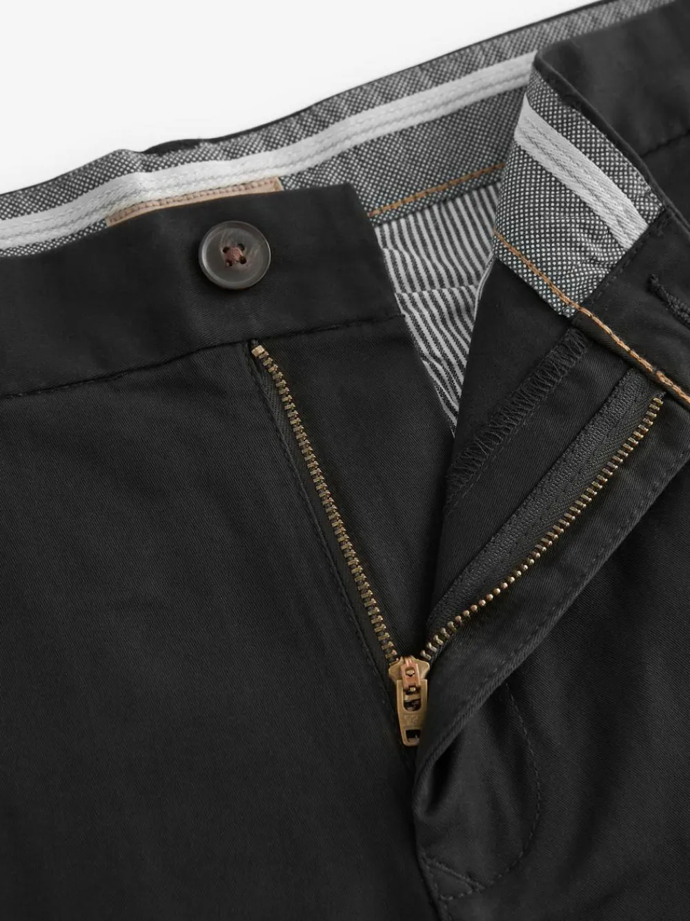 Next Black Straight Fit Stretch Chinos Shorts^ Shorts