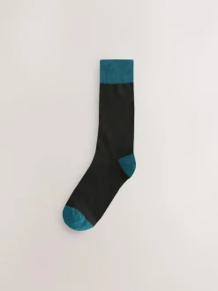 New Next Black Striped 7 Pack Mens Cotton Rich Socks